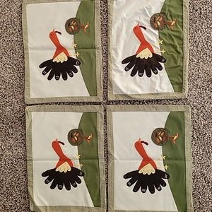 Pottery Barn Kids Turkey Appliqué Placemat Set in Orange, Black and Green